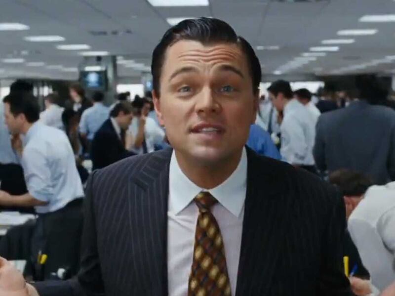 Leonardo Di Caprio in the Wolf of Wall Street 
