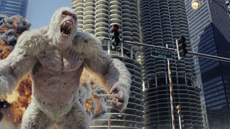 George the giant ape on the rampage in Rampage 