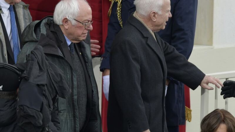 Bernie Sanders turned up to Donald Trump's inauguration in a practical raincoat and it just looks so comfy