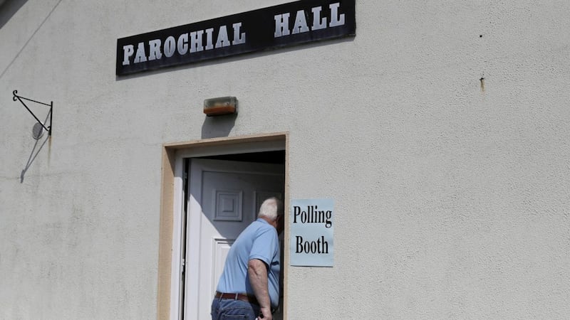 A man enters a polling station in a parochial hall to cast his vote in last month's referendum. Picture by Brian Lawless, Press Association