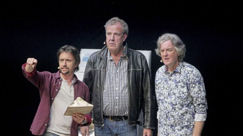 Richard Hammond, left, with Grand Tour co-presenters Jeremy Clarkson and James May 