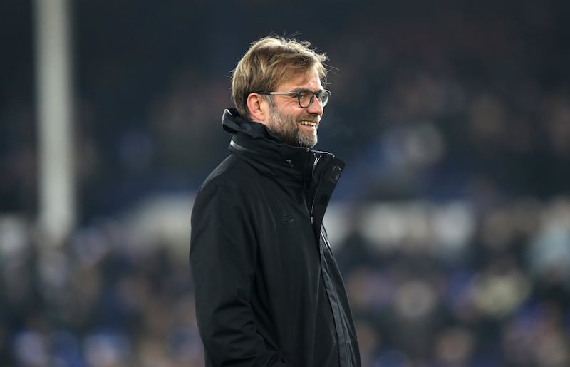 Klopp, pictured at Goodison Park in December 2016, is preparing for his final Merseyside derby