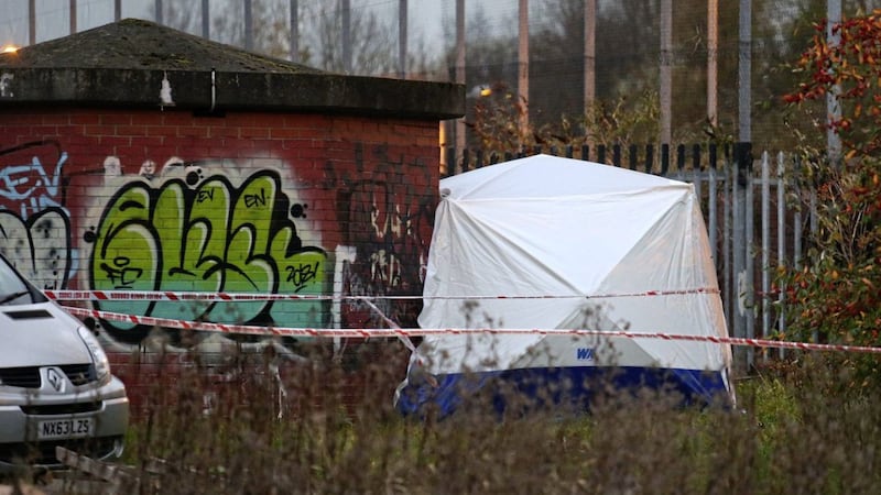 Police cordon off an area of waste ground near Stanhope Street in Carrickhill, north Belfast. Picture by Mal McCann 