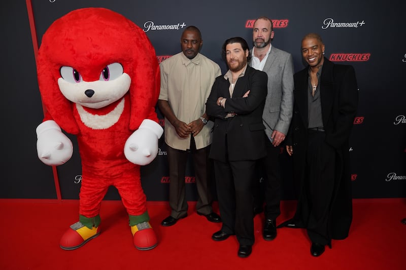 Knuckles, Idris Elba, Adam Pally, Rory McCann and Scott Mescudi (aka Kid Cudi) at the world premiere of Knuckles