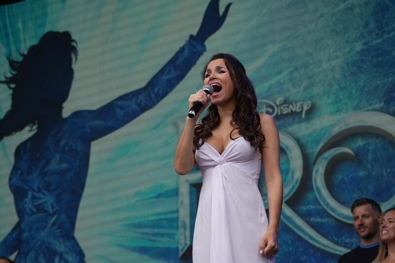 Samantha Barks from Frozen on stage during West End Live