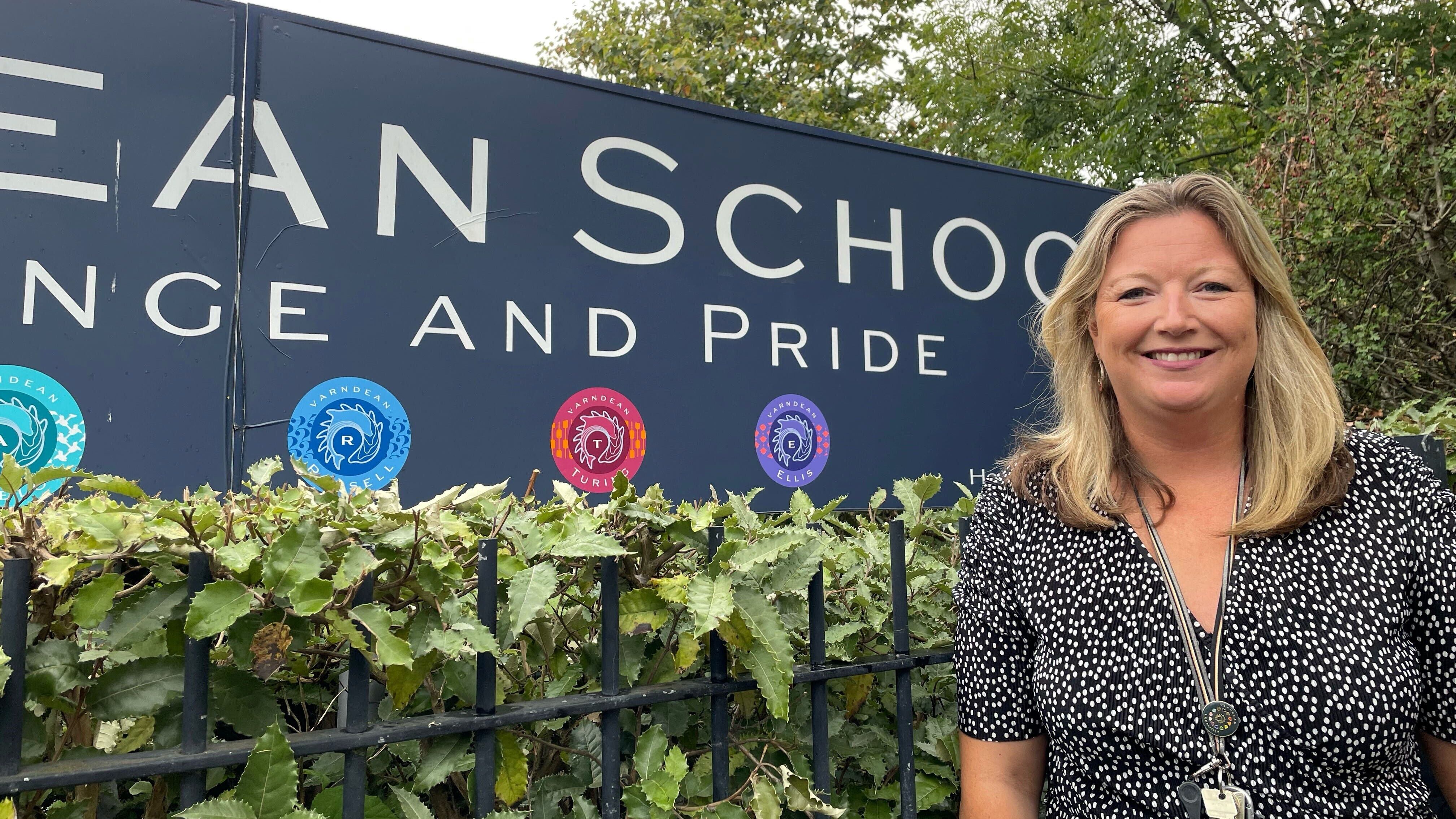 Headteacher Shelley Baker at Varndean School in Brighton, where her pupils were collecting their GCSE results (Anahita Hossein-Pour/PA)