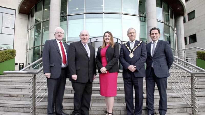 Pictured are: Alan Ewart and William Leatham, Lisburn and Castlereagh City Council; Sandra Scannell, Northern Ireland Chamber; Uel Mackin, Lisburn and Castlereagh City Council; and David Wylie, Transport for London. 
