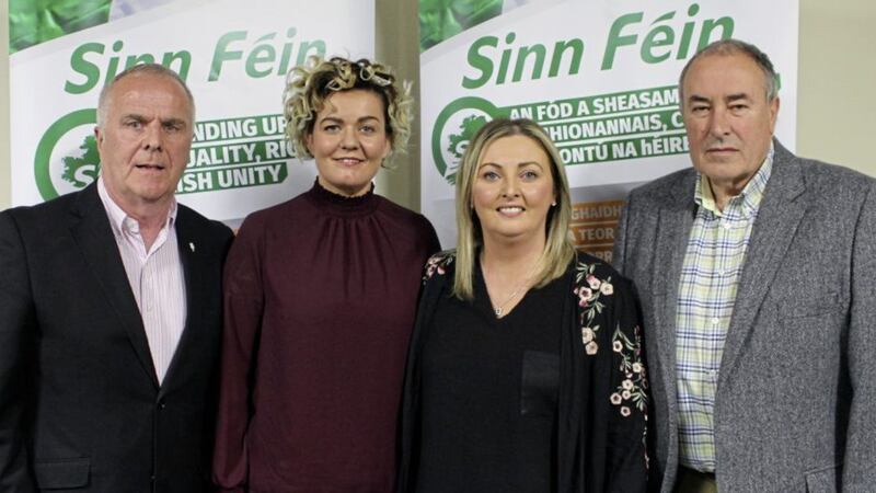 New Sinn F&eacute;in MLA Karen Mullan, second from right, with Raymond McCartney, Cliona O&#39;Kane and Mitchel McLaughlin 