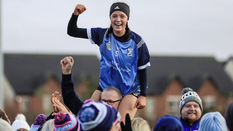 Lacken&rsquo;s Aoife Crowe celebrates after their win over Delvin in the AIB All-Ireland Junior B Club Camogie Championship final Picture: Evan Treacy/Inpho 