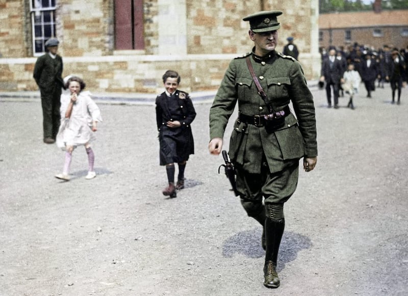 Michael Collins leaves a Requiem service at Portobello Barracks, Dublin, August 1922. 