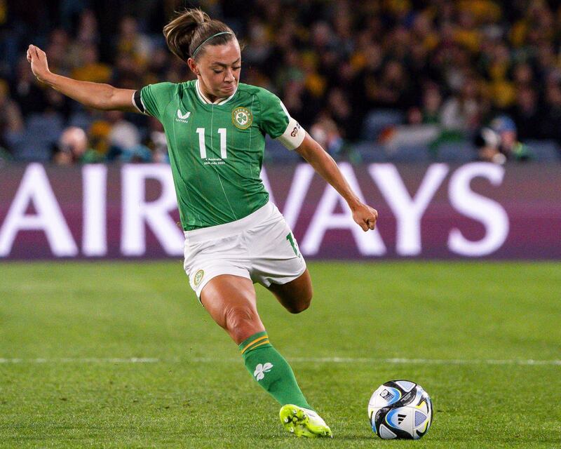 Republic of Ireland’s Katie McCabe was unable to convert a late chance against Australia