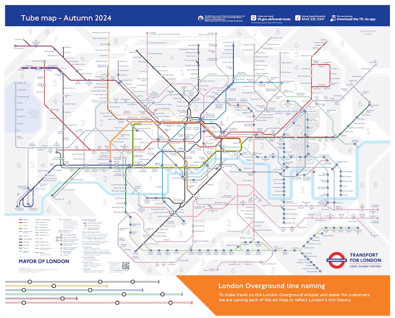 The new London Tube map (Transport for London)