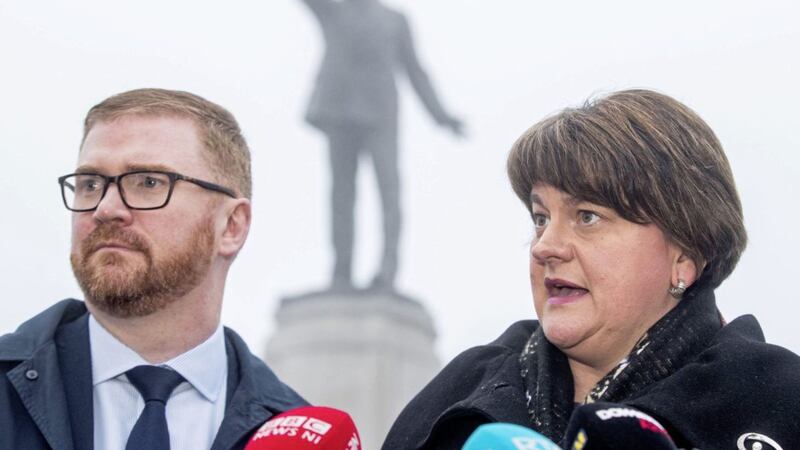 Arlene Foster and Simon Hamilton were among the DUP &#39;key players&#39; who sought to minimise Timothy Johnston&#39;s role in delaying RHI cost controls. Picture by Liam McBurney/PA Wire 