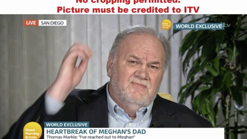 Thomas Markle speaks on Good Morning Britain on Monday. Picture by ITV, Press Association 