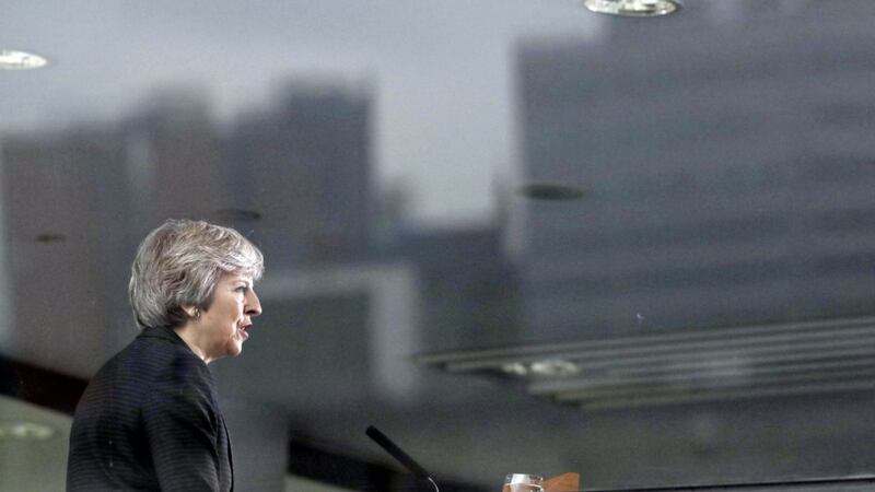 Theresa May told a Belfast audience that a hard border between Northern Ireland and the Republic was &quot;almost inconceivable&quot;. Picture by Brian Lawless/PA Wire  