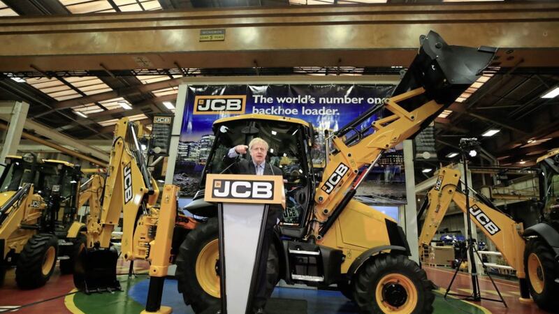 Boris Johnson speaks at the headquarters of JCB in Rocester, Staffordshire Picture by Peter Byrne/PA 
