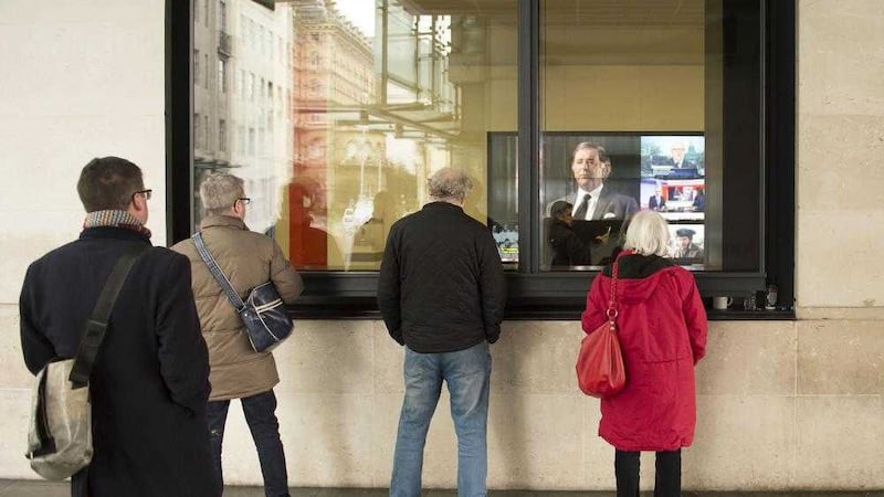 Fans watch news of Terry Wogan&#39;s death at BBC Broadcasting House. Picture by Anthony Devlin/PA Wire 