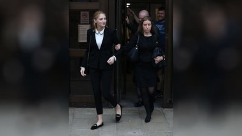 Lavinia Woodward, left, leaves Oxford Crown Court Picture: Andrew Matthews/PA
