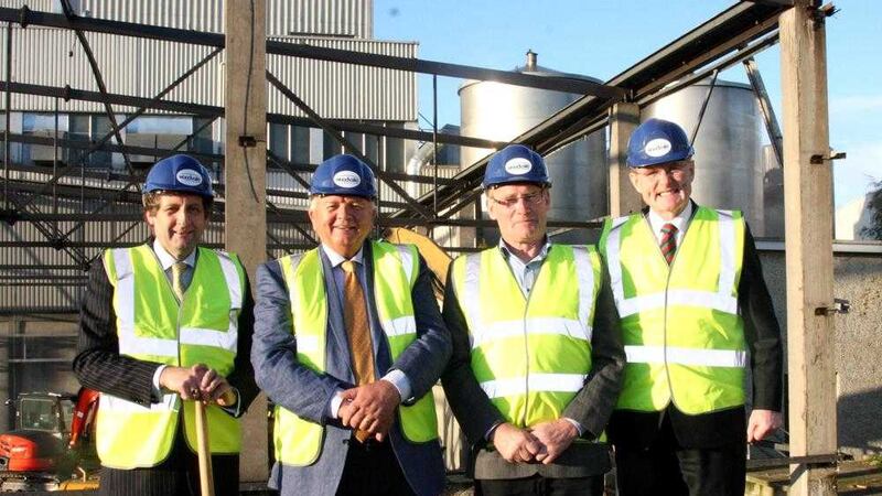 Celebrating the start of work at the new &pound;30m LacPatrick facility are (from left) Tommy Thompson, Hugo Maguire, Roy Irwin and Gabriel D&rsquo;Arcy 