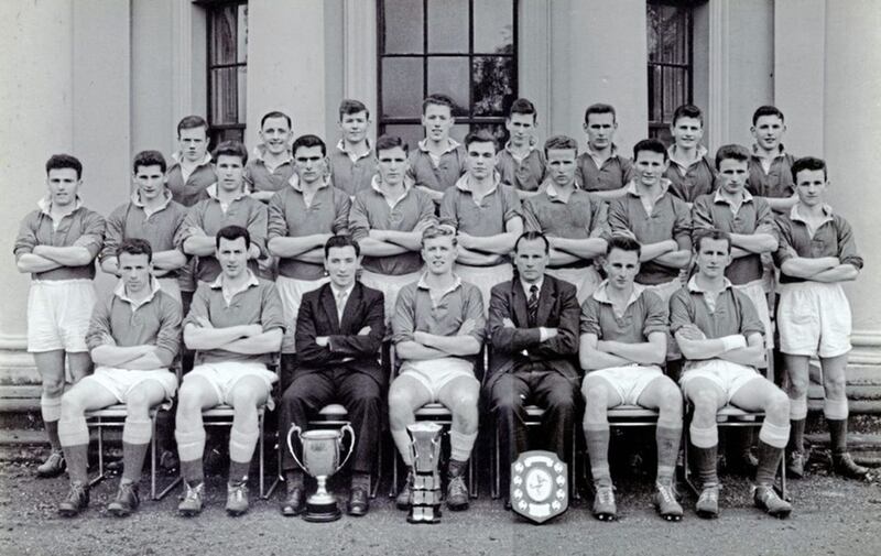 The QUB team and first northern team to win the Sigerson Cup in 1958/59. Dr Hugh O&#39;Kane, who was captain, is pictured in the front row, fourth from left 