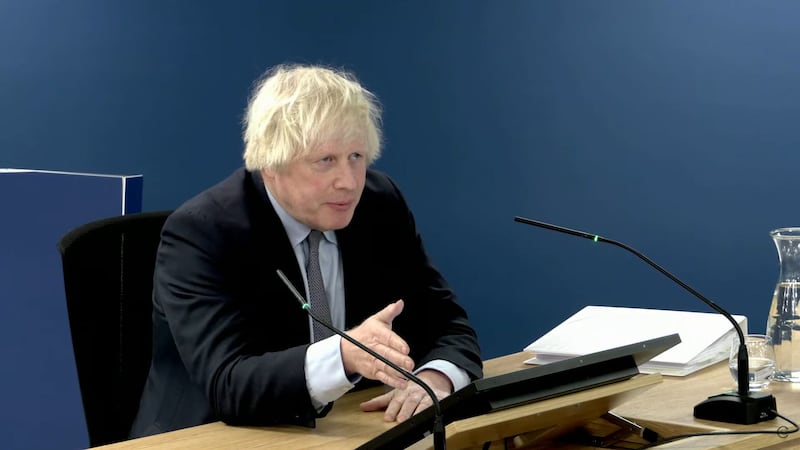Boris Johnson giving evidence before the inquiry (UK Covid-19 Inquiry/PA)