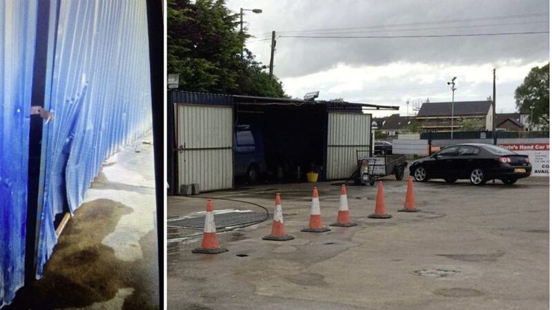 Damage caused to a shed used by the car wash near Coalisland 