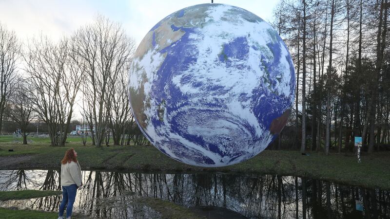 Gaia, a seven-metre scale model of Earth, is on show at The Helix in Falkirk.