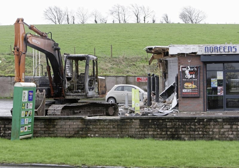 Police believe the digger used to attack the ATM at Cabragh Filling Station was stolen from a nearby business. Picture by Ann McManus 