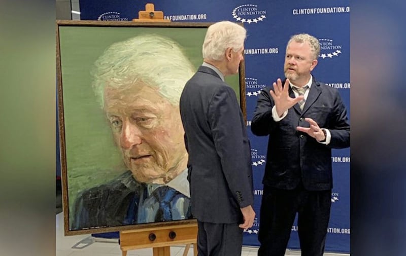 Co Down artist Colin Davidson speaking to former US president Bill Clinton 