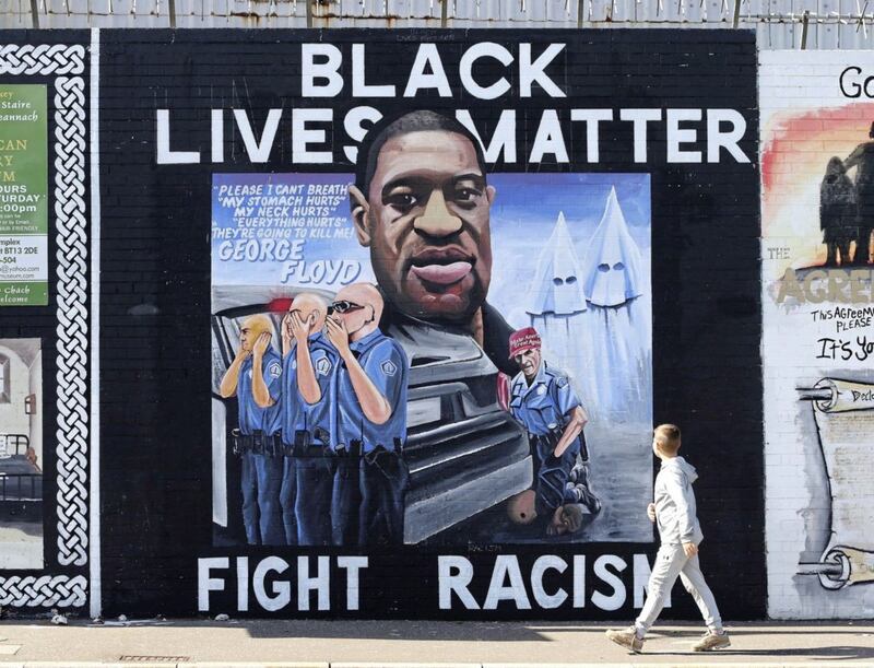 The Black Lives Matter completed mural on the International Wall on the Falls Road Picture Mal McCann. 