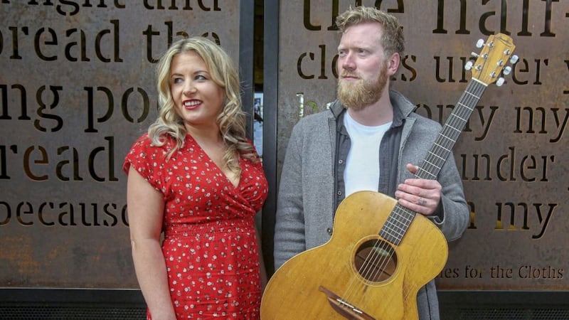 Writer Emma Heatherington with musician Gareth Dunlop, who wrote a song to accompany her latest novel Rewrite The Stars. Picture by Mal McCann