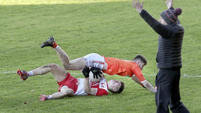 Derry beat Armagh in the Ulster Minor Football Championship quarter-final at Owenbeg before Christmas Picture by Margaret McLaughlin 