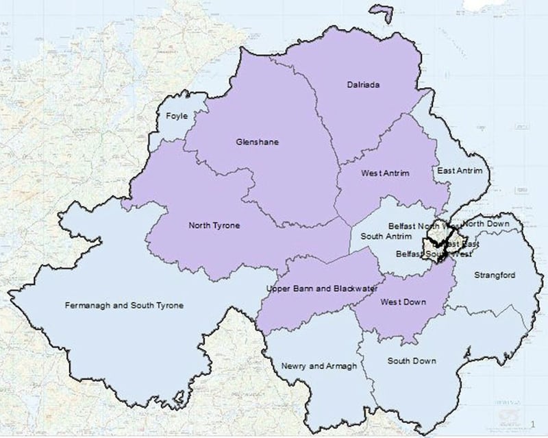 Earlier Boundary Commission proposals on redrawing the electoral map with a reduction to 17 constituencies