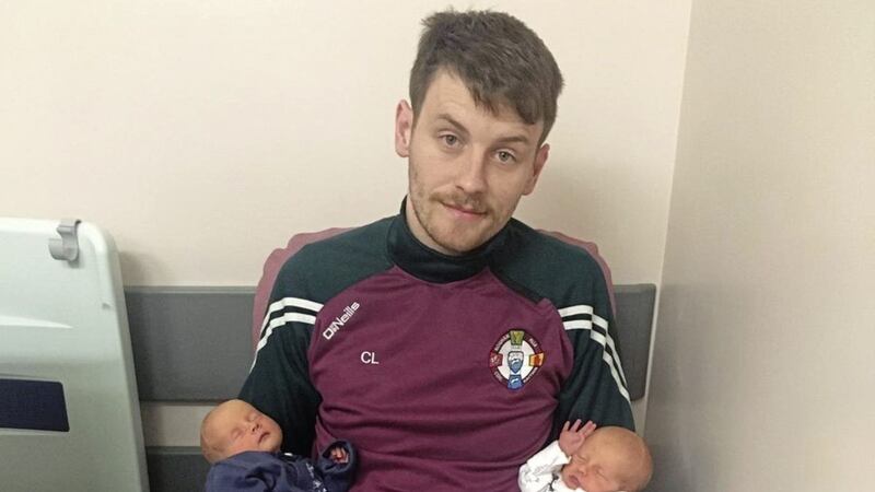 Ciaran Lagan captained Coleraine&#39;s Eoghan Rua club to Ulster junior hurling success just 24 hours after welcoming his new twin sons, Shea and Odhran into the world.  