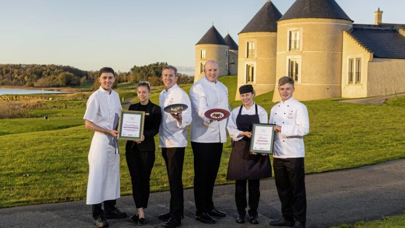 Pictured (l-r): Adam Milikan, chef de partie, Nicola Harron, restaurant manager, Noel McMeel, executive chef, Stephen Holland, executive sous chef, Mellissa Boland, pastry chef, Mark Winter, sous chef. Picture by Ronan McGrade 