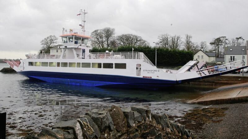 A new &pound;6m replacement Strangford ferry remains tied up in County Down because problems with the ramps mean vehicles are unable to drive off it..The ramps on the vessel, which was specifically built for the Strangford Lough crossing, will have to be modified before it can be used. As it stands, cars would be unable to disembark from the vessel at high tide. Picture by Bill Smyth.