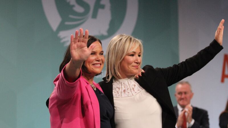 Sinn Féin leader Mary Lou McDonald and deputy leader Michelle O'Neill at the party's ard fheis. Picture by PA
