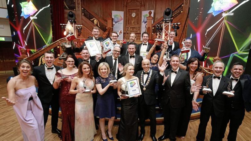 Winners at the Belfast Business Awards in Titanic Belfast 