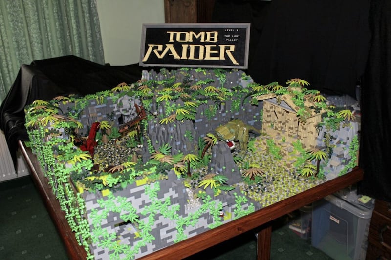 Jessica Farrell&#39;s Tomb Raider exhibition which will be on display at BRICKLIVE. 