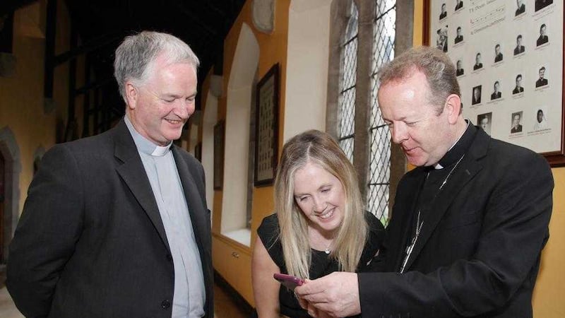 The Catholic Communications Office - the Church&#39;s press office in Ireland - has marked its 40th birthday. Pictured, left to right, at a conference to celebrate the milestone are keynote speaker Monsignor Paul Tighe, a Dublin priest who is secretary of the Pontifical Council for Social Communications, broadcaster Audrey Carville and Archbishop of Armagh Eamon Martin. 