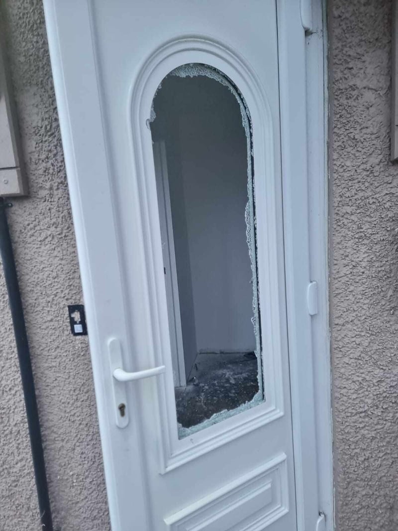 Masked men smashed the front door and a camera doorbell belonging to a Polish couple in Newtownabbey.