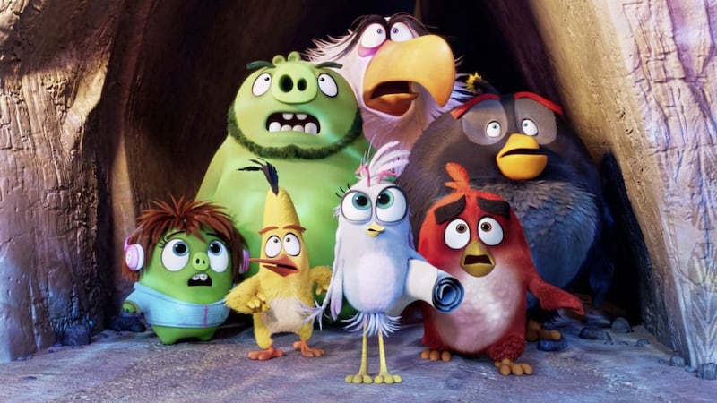Courtney, Chuck, Leonard, Mighty Eagle, Silver, Red and Bomb in The Angry Birds Movie 2 
