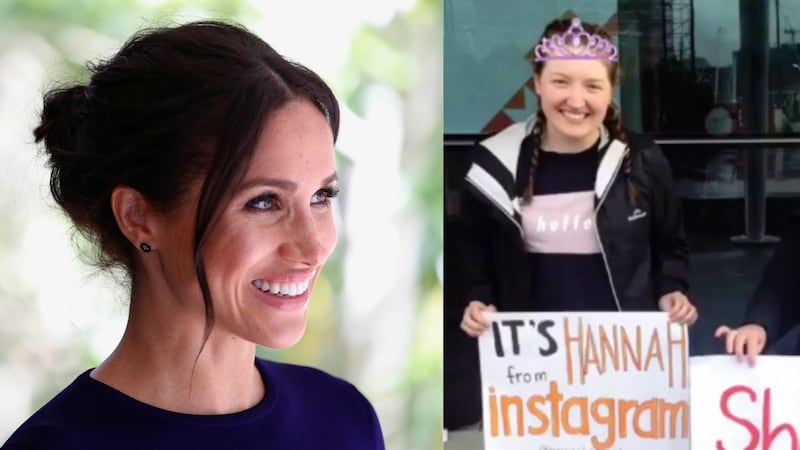 The Duchess of Sussex recognised a familiar face at a public walk in Auckland, New Zealand.