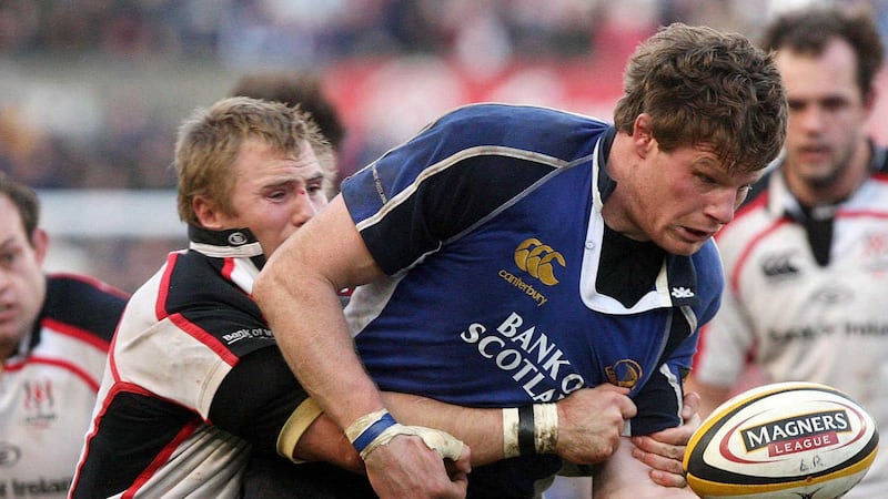 Leinster and Ireland rugby star Malcolm O'Kelly is tackled by Ulster's Rodger Wilson during the Magners League match at Lansdowne Road Dublin on Sunday December 31 2006.The game was the last ever played at the famous old ground. Picture by Niall Carson/PA Wire.&nbsp;