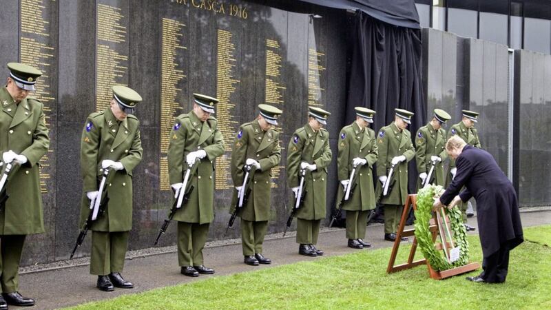 Then Taoiseach Enda Kenny at the unveiling of the Necrology Wall at Glasnevin Cemetery in Dublin in April 2016. Photo: PA 