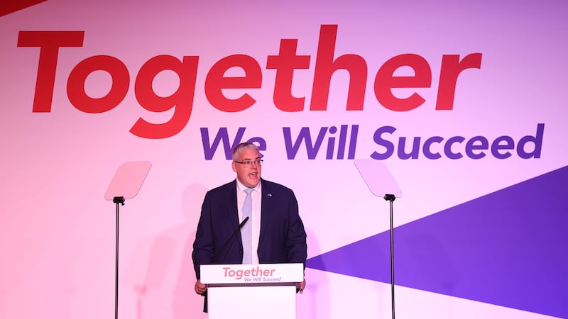 DUP deputy leader Gavin Robinson told delegates at his party’s conference that there needed to be a reappraisal of how Northern Ireland is funded (Liam McBurney/PA)