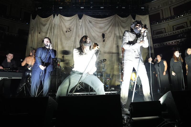 Young Fathers on stage during the Teenage Cancer Trust show at the Royal Albert Hall, London