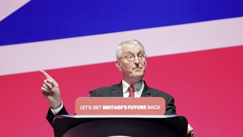 Shadow Secretary of State Hilary Benn speaking during the Labour Party conference in Liverpool this week 