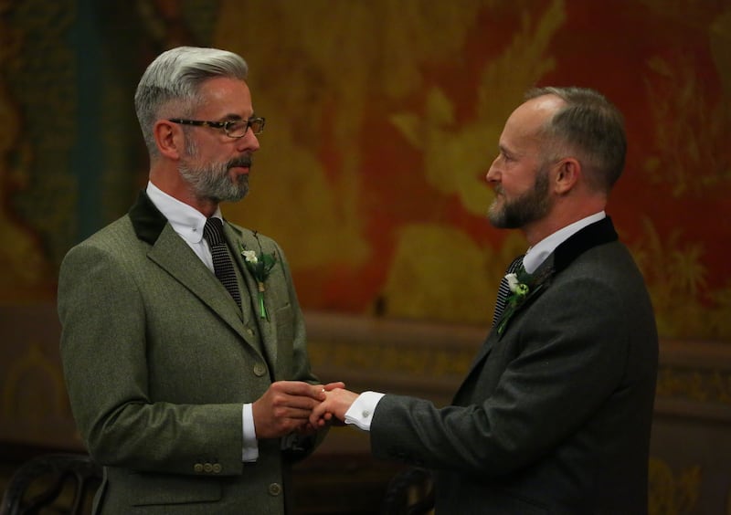 Andrew Wale and Neil Allard got married in the Music Room of the Royal Pavilion in Brighton in March 2014