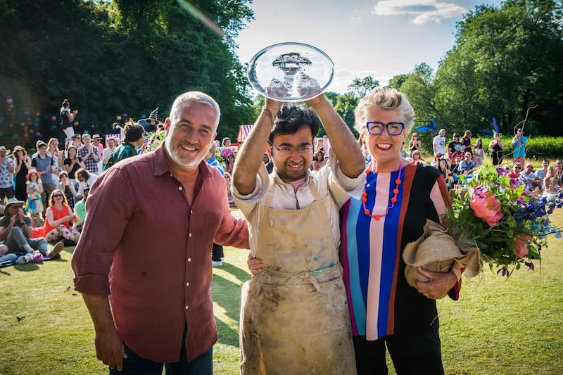Bake Off Judges Prue Leith and Paul Hollywood with Rahul